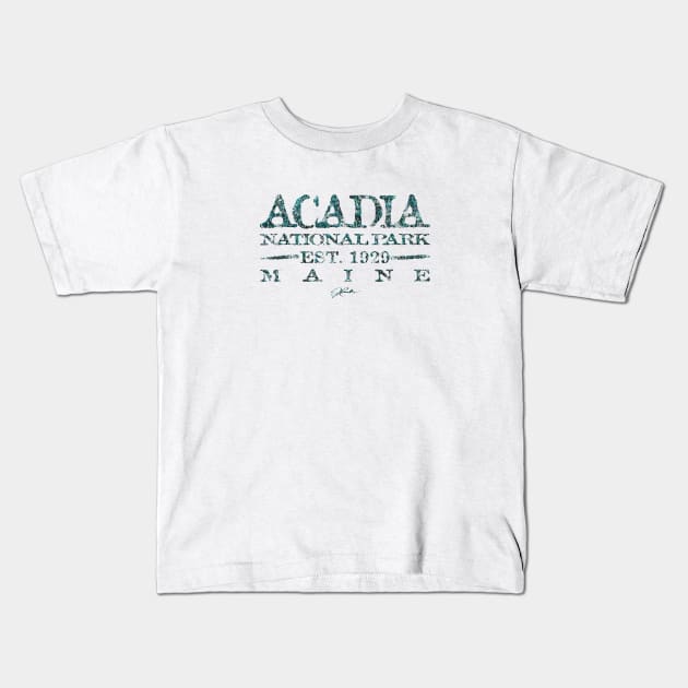 Acadia National Park, Est. 1929, Maine Kids T-Shirt by jcombs